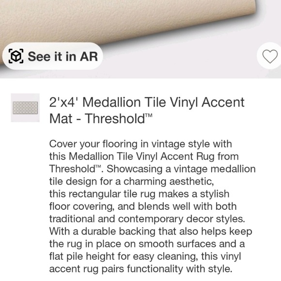 ISO - Threshold medallion 2x4 vinyl rug - Picture 3 of 3